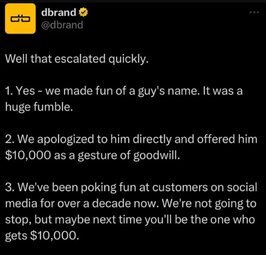 dbrand joke tweet twitter